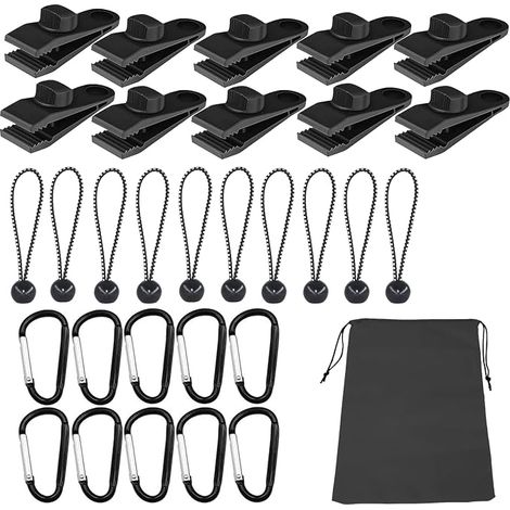 31 Piece Elastic Bungee Cord, Rubber Bungee Cord with Plastic Ball, Tarpaulin Bungee Cord for Pavilion, Tent, Curtain Harness Extension, Tarpaulin Support (1/5)