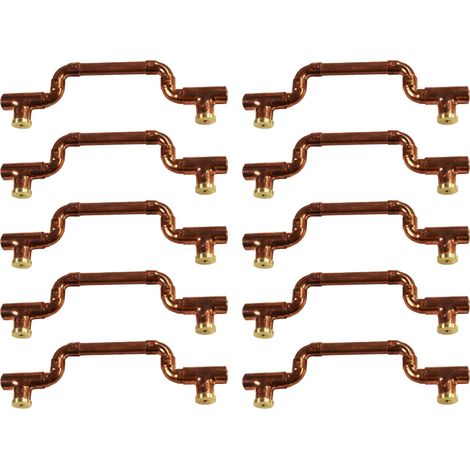 Lot de 10 Poignées mobiles et élégantes en Cuivre - Entraxe 128 mm - Ø12 - Arcanaute (1/3)
