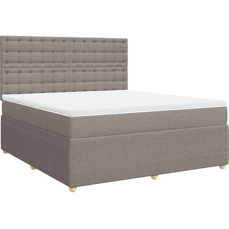 Sommier à lattes de lit avec matelas Taupe 180x200 cm Tissu vidaXL (1/5)