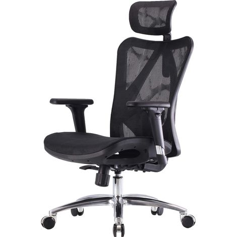 Chaise de bureau HWC-J87 accoudoir ergonomique réglable, charge max. 150 kg revêtement noir, piéte (1/3)
