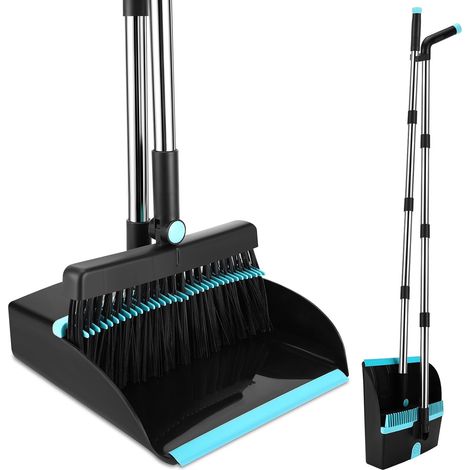 1 Ensemble balai et pelle, manche réglable acier inoxydable, tête pivotante 180°, dents peigne, nettoyage sols intérieurs(Troisième trimestre : Nouveaux produits en septembre) (1/5)