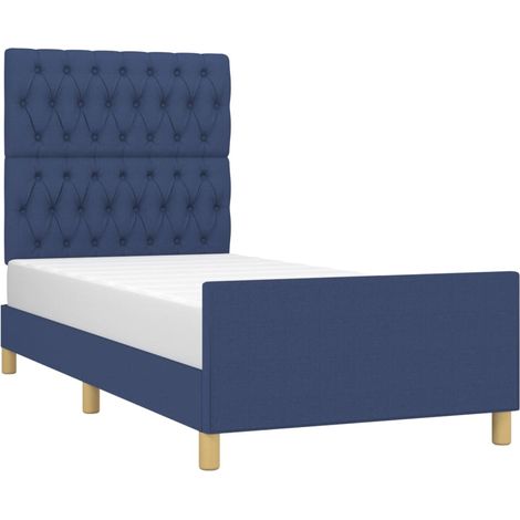 Cadre de lit sans matelas bleu 90x190 cm tissu vidaXL (1/5)