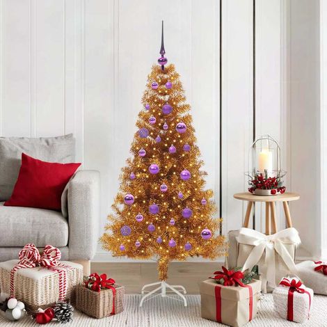 vidaXL Árbol de Navidad Dorado 150 cm PET (1/5)