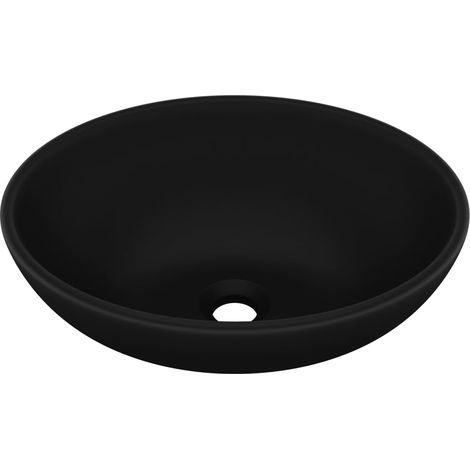 Lavabo ovale di lusso lavabo da appoggio lavabo da bagno stanza per cosmetici arredamento d'interni 40 x 33 cm ceramica nera opaca 020002673