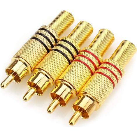 Haut-Parleur Phono RCA plaqué Or - Adaptateur de connecteur Balum de Type Balai Audio/vidéo à 2 vis pour multimédia et vidéo Surveillance -4P (1/5)