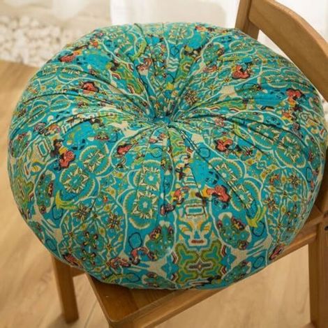 Coussin de Sol Coussin Chaise Style Boho, Carré Coussin Rond Coussins de Jardin Coussin Sol Tatami pour Yoga Méditation Tea Party (Rond - Vert) (1/4)