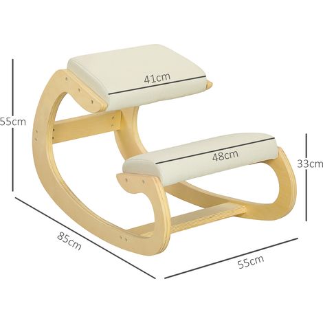 Tabouret ergonomique à bascule pour bureau à domicile, pour améliorer la posture, couleur crème (1/5)