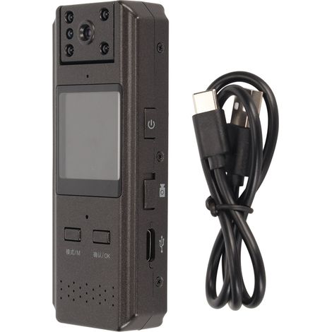 Mini Caméra Corporelle HD 1080P Vision Nocturne Détection de Mouvement Portable Caméra de Surveillance Amovible avec Objectif Rotatif 180° Noir (1/5)