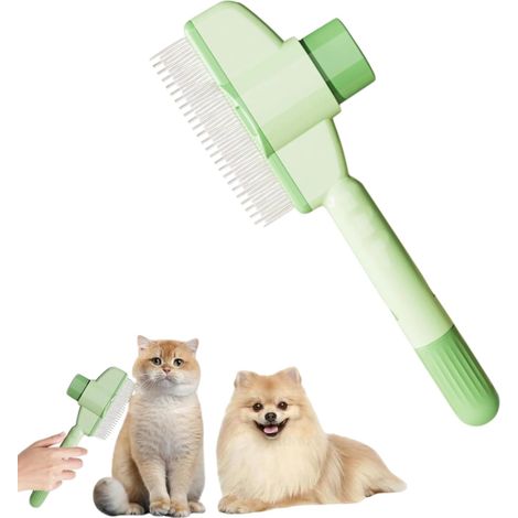 Peigne autonettoyant pour animaux, brosse de toilettage pour chats et chiens, brosse de toilettage pour masser et nettoyer les poils (vert) (1/5)