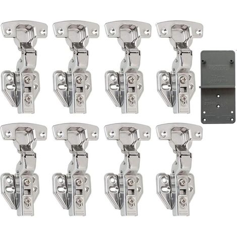 110 Degré Clip Rentrant 35mm Soft Close Charnieres avec Amortisseur Hydraulique Fermeture Automatique Charnière à Amorti pour Armoires de Porte Cuisine Lot de 8 (1/5)