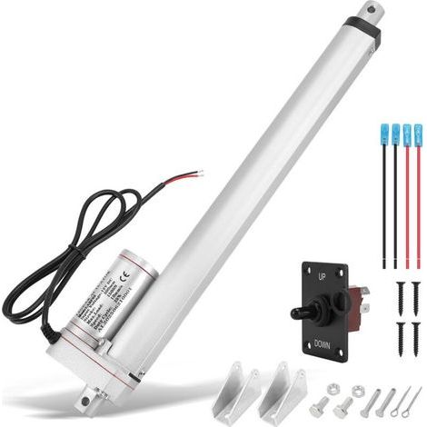 Actionneur linéaire électrique, poussée de 1500 N, moteur haute vitesse robuste 12 V CC, silencieux (moins de 50 dB), avec supports de montage , course de 300 mm.-Chrom (1/4)