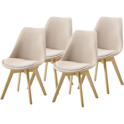 Hobag – Lot de 4 chaises scandinaves taupe – Structure en polypropylène et pieds en bois de hêtre – Hauteur d'assise 46cm – Dimensions L54 x W47 x H80