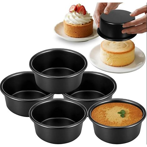 Ensemble de 5 moules à gâteaux ronds antiadhésifs de 10,2 cm (4 pouces) environ, pour cheesecakes. (1/3)