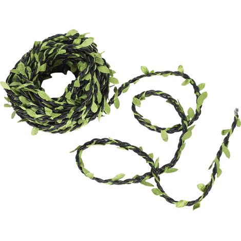 2 Rouleaux de Rotin Artificiel Cire Noir et Vert pour Décoration DIY, Mariage, Fête - 10m (1/5)