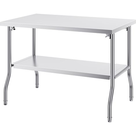 Mophorn Klappbarer kommerzieller Zubereitungstisch von , 48x30 Zoll. Kommerzieller Arbeitstisch mit Unterregal. Robuster Klapptisch aus Edelstahl für die Küche zu Hause, das Restaurant oder die Garage