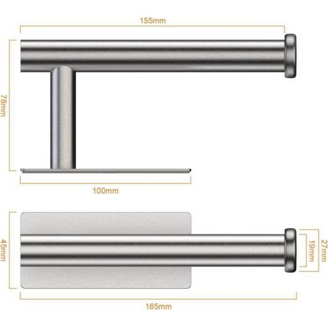 Porte Papier Toilette Mural, Support Rouleau Toilette en Acier Inoxydable 304, Lot de 4 Pièces pour Fixation Murale Salle de Bain (1/2)