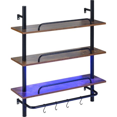 Schwebendes Wandregal mit RGB-LED-Beleuchtung, 3-stufig, 80,5 x 24 x 97 cm