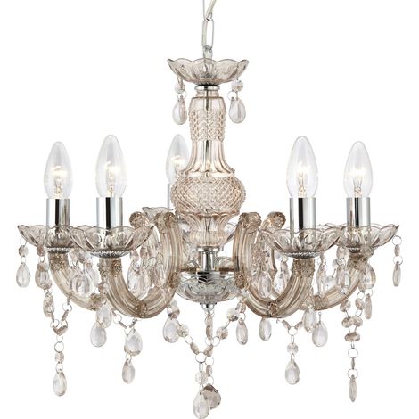 Lampadario Marie Therese Vetro Trasparente Policarbonato Cromo 5 Luci E14 (1/5)
