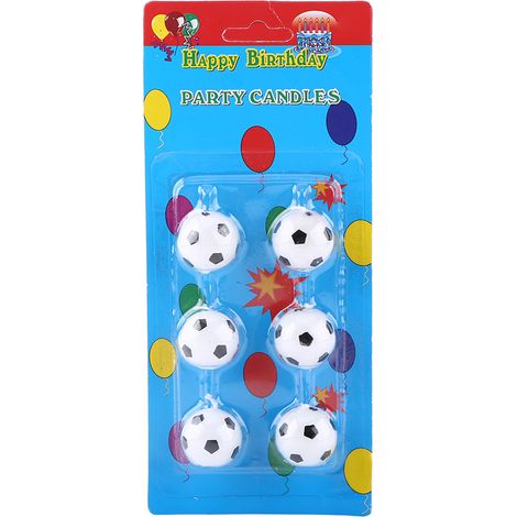6 Bougies Gâteau Anniversaire Football Ballon Mignon Décoration Fête Enfants