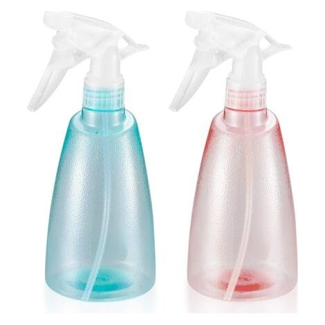 2 Pièces Flacons Pulverisateur Vide 500ML, Vaporisateur Bouteilles en Plastique, Bouteille Spray Vide, Flacon Pompe Vide pour Ménage, Jardin, Coiffeur, Plantes, Fleurs - Rose/Vert (1/5)