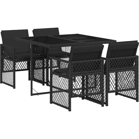 Maison Exclusive - 5-tlg. Garten-Essgruppe mit Kissen Schwarz Pol