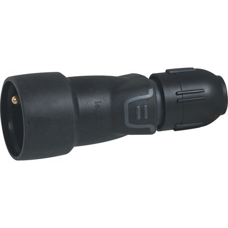 Prise portable 2P+Z 16A IP44 en caoutchouc noir avec presse-étoupe