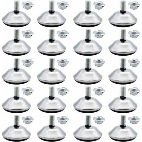 20 Pieces Pieds Vérin de Meuble M8 x 30 mm Pied de Nivellement Pieds de Meubles d’Ajustage Vis de Réglage Niveleur Plancher Protecteur pour Pieds de Meuble Chaise Table avec M8 Écrou à Griffes, Ensole (1/5)