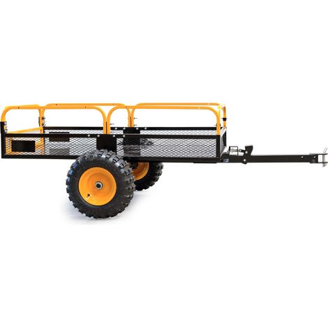 Wiltec Remolque 450 kg con rejillas y paredes laterales desmontables remolque para tractor de césped