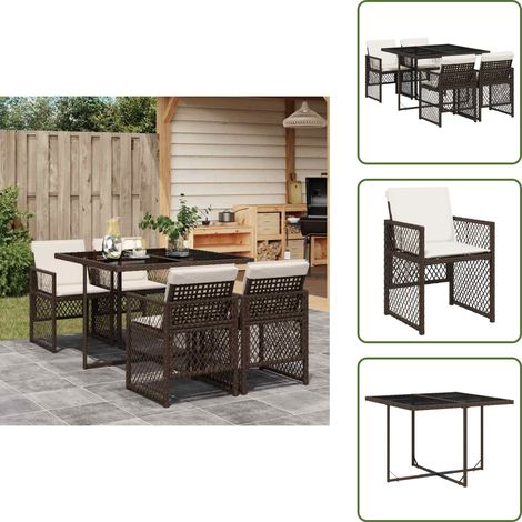 Cuscini da giardino - vidaXL Set da Pranzo da Giardino 5pz con Cuscini in Polyrattan Marrone - Rattan PE