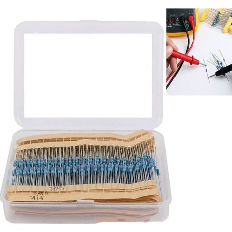 Assortiment de résistances, 1/4 W, 600 pièces, résistances à film métallique, résistance 10 à 1 m, kit de résistance électronique, tolérance ± 1 % (1/4)