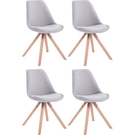 Lot de 4 chaises de salle à manger design scandinave en tissu gris et pieds en bois clair forme carré 100003204