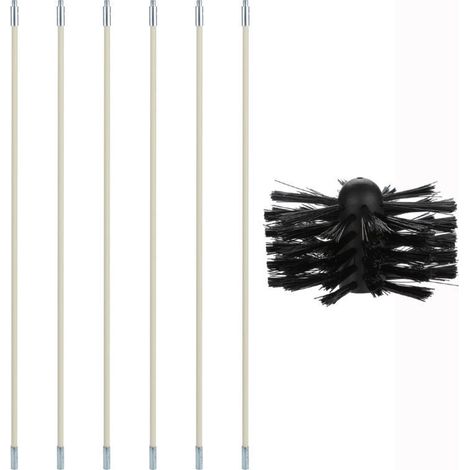 Brosse de ramonage, kit de nettoyage pour poêles à bois et à granulés comprenant 9 tuyaux en nylon, 1 tête de brosse et 1 tige hexagonale pour conduits d'évacuation de granulés RAPANDA