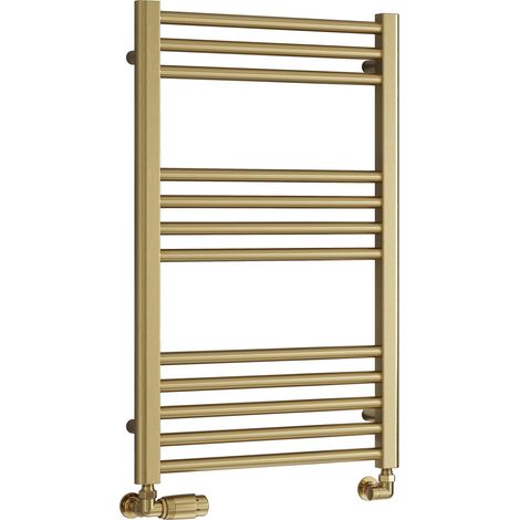 Reina Ottone Heated Towel Rail 800mm H x 500mm W - Brushed Brass (1/4)