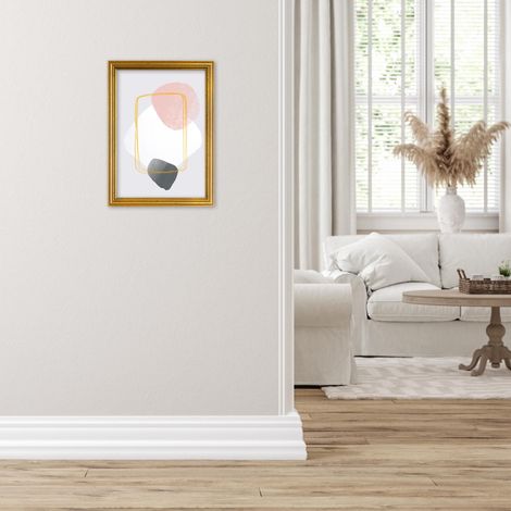 Lupia - Cornice Portafoto da Parete, Oro Anticato BLITZ, Made in Italy, Appendibile Orizzontale/Verticale, dorata, per Foto, Stampe Artistiche, Poster, Quadri Moderni 35x50 cm