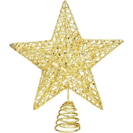 HOXILEELEOCimier de sapin de Noël en métal doré pailleté pour décoration de fête de Noël, 20,3 cm (1/5)
