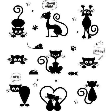 Mignon Chat Amovible Stickers Muraux Stickers Salon Accueil enfants Chambre Décor 25x 70CM (1/5)