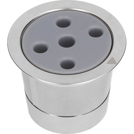 Filtre à café réutilisable à 5 trous en acier inoxydable, rechargeable, avec goupillon et cuillère. (1/5)