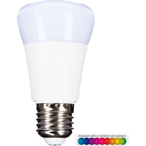 Lampadina led multicolore + telecomando - lampadina led multicolor + telecomando, nichel, policarbonato e abs, dimensioni d. 5,5 x h. 9,7 cm - Atmosphera créateur d'intérieur (1/3)