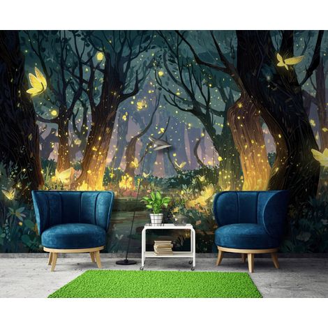 Fototapete Wald Zauberwald, für Kinderzimmer, 150 x 105 cm – Komplettset inkl. Kleister & Anleitung (1/5)