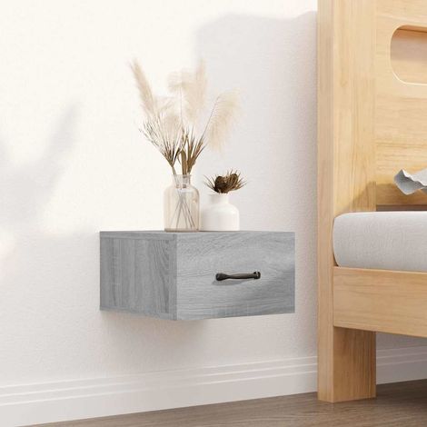 vidaXL Wall-mounted Bedside Cabinet Grey Sonoma 35x35x20 cm (1/5)