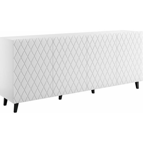 Buffet Charlotte 173, Blanc, 82x200cm, Le nombre de portes: 442cm, Stratifié, MDF (1/4)
