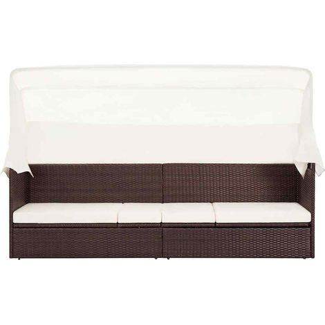Divano da Giardino Divano da esterno con Tettoia in Polyrattan Marrone (1/5)