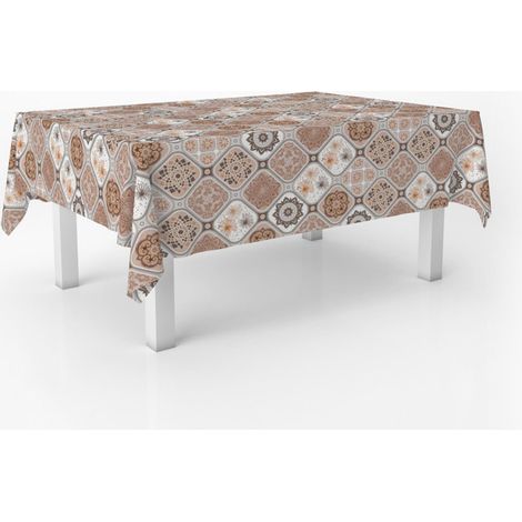 Nappe Toile cirée Anti-Taches Lavable carrée 140x140 Jucar Brun (1/5)