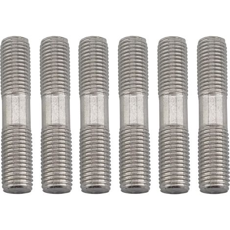6 pernos roscados de doble extremo de acero inoxidable 304 M12 x 80 mm con rosca igual (1/5)