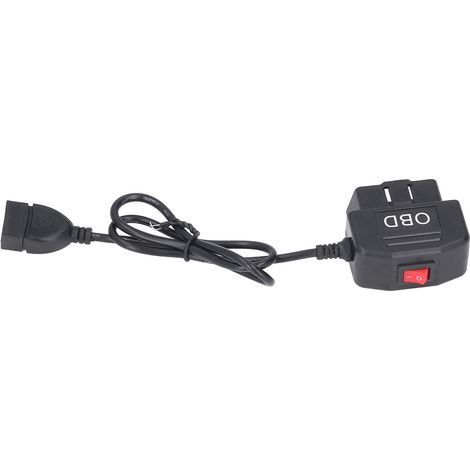 Câble adaptateur d'alimentation OBD de 48 cm (18,9 pouces) avec bouton de commutation, mode ACC et protection contre les sous-tensions pour la charge de caméras de voiture et de téléphones. (1/5)