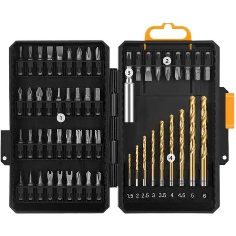Kit de 54 piezas que incluye destornilladores y brocas, ideal para reparar electrodomésticos y aparatos electrónicos en casa. (1/4)