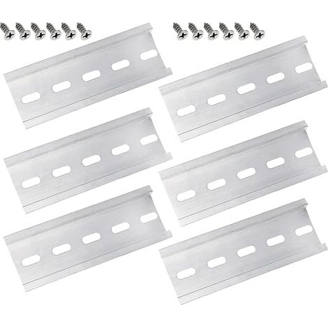 6 Pièces Rails DIN Montage 35 x 100 MM Rail DIN Aluminium U-Groove en Couleur d’Argent pour Installation de Disjoncteur ou de Relais (1/5)