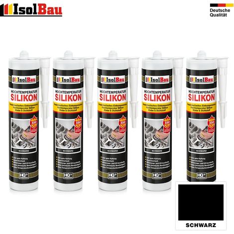 IsolBau Hochtemperatursilikon 350 °C Schwarz Hochtemperatursilikon 5 x 300 ml (1/5)