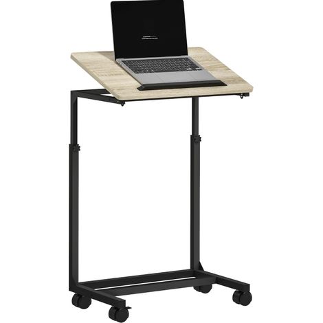 Table d’appoint en C réglable avec roulettes, plateau inclinable et hauteur ajustable, pour canapé, chambre ou bureau, compacte pour petits espaces  CHICFURN (1/5)
