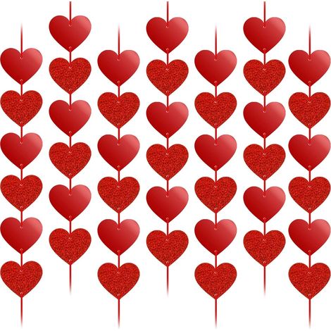 12 Pièces Décoration Saint Valentin Guirlande Coeur Rouge Decoration St Valentin à Suspendre Romantique Deco Saint Valentin Amour, Anniversaires, Fiançailles, Mariage Decoration (1/5)